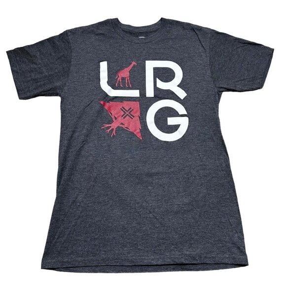 LRG Lifted Research Group Men’s Size S Charcoal Gray Heather Stack Graphic Shirt - Picture 1 of 4
